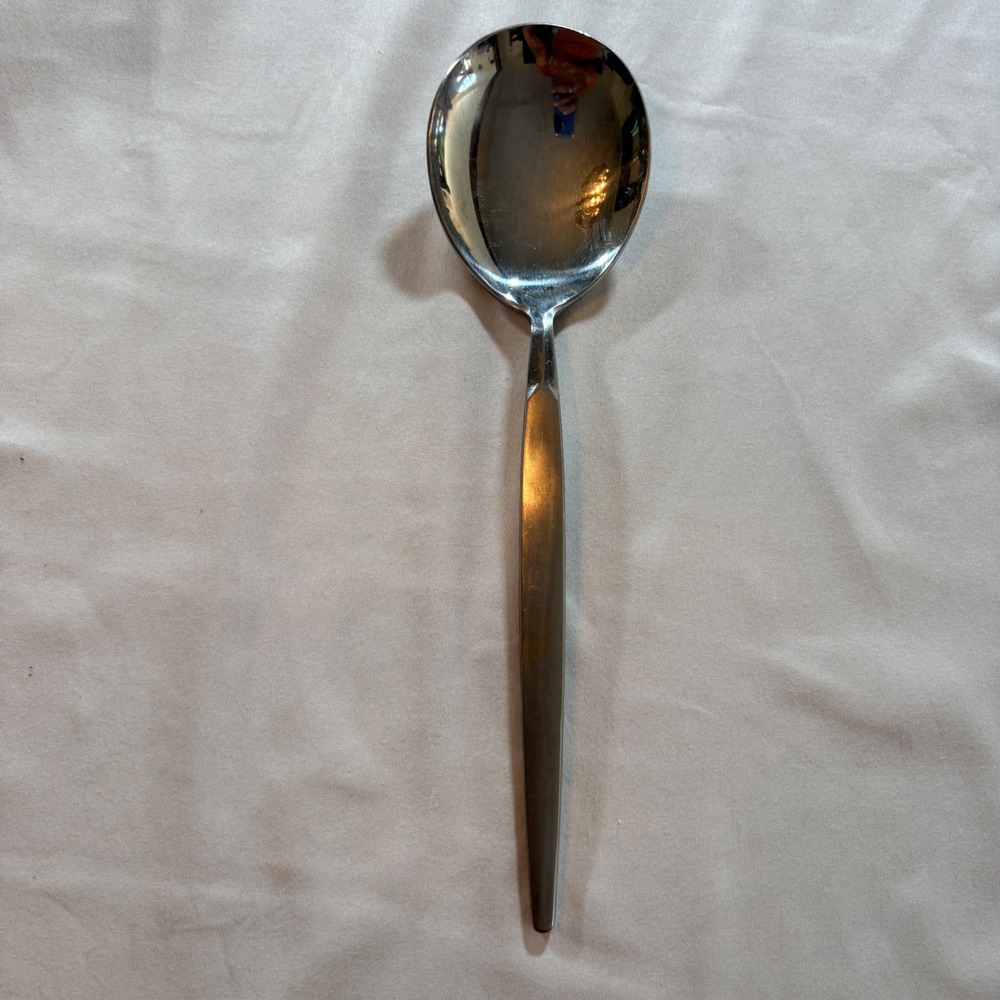 Dalton Serving Spoon Stainless Japan Vintage MCM Tapered Handle Silver 10.25in